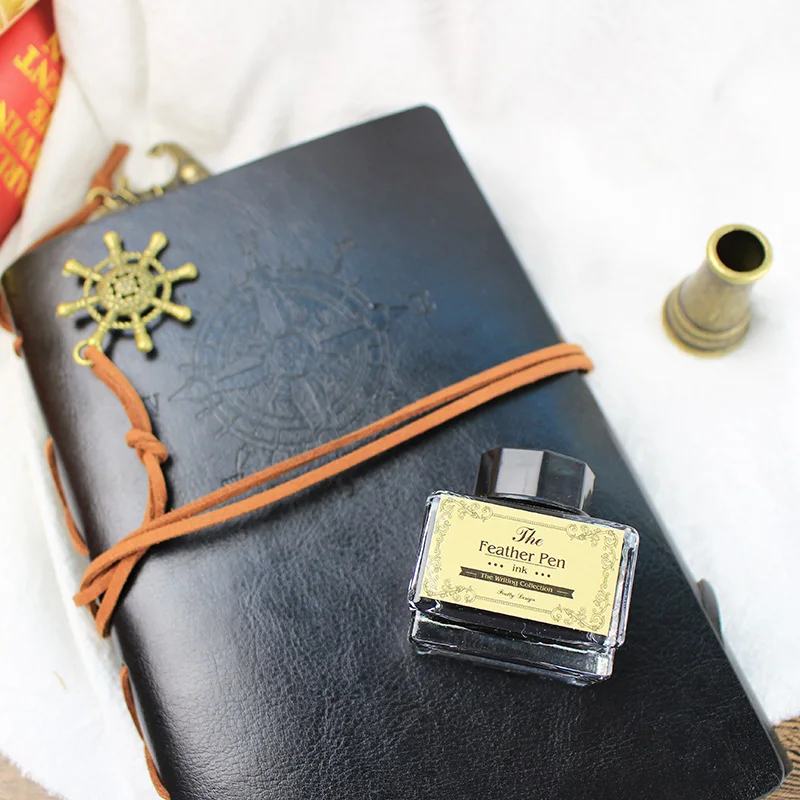 Retro Vintage Calligraphy Feather Fountain Pen Writing Ink Leather Notebook Set | Канцтовары для офиса и дома