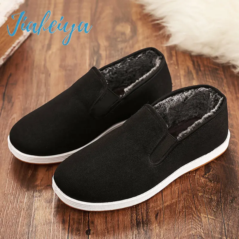 

Новинка 2022, стильные тканевые туфли, мужские хлопковые туфли с бархатной подкладкой, мягкие и удобные теплые мужские туфли из хлопка