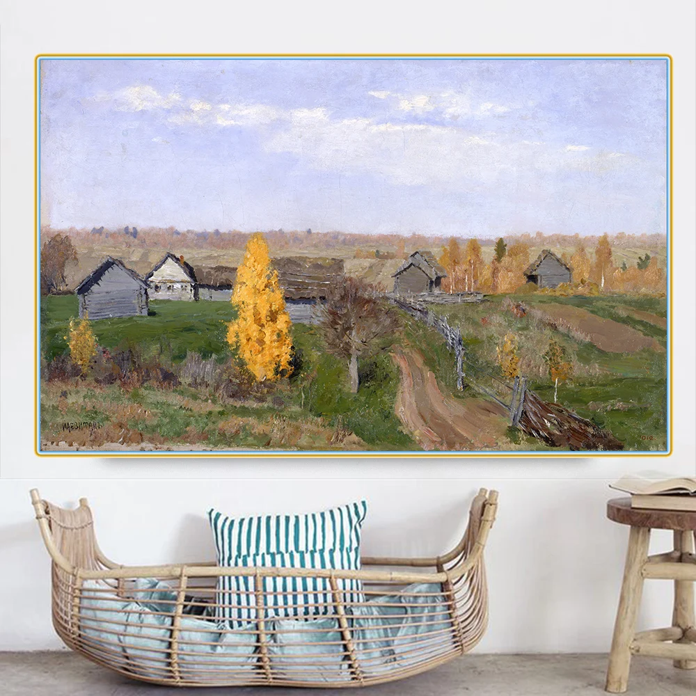 Цитон Левитан Исаак илих Rural Сельский Золотой осенний пейзаж Canvas Холст Картина