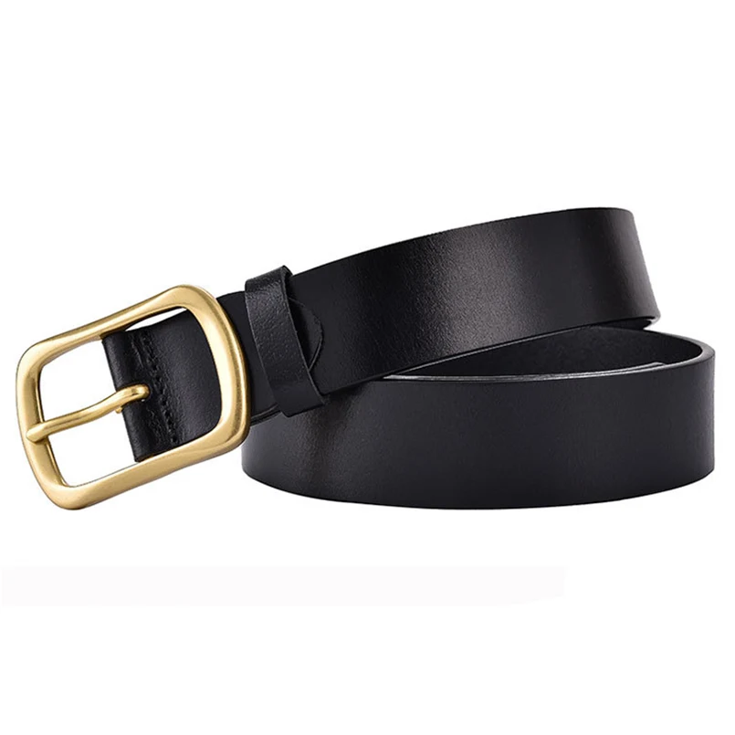 Ремень с медной пряжкой мужской модный дизайнерский пояс из натуральной