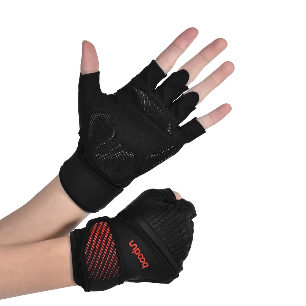

Men Weightlifting Training Gloves Gym Equipment Dumbbell Horizontal Bar Non-slip Extended Bracers Workout Gloves