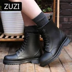 Женские резиновые сапоги ZUZI, Зимние непромокаемые сапоги, Нескользящие, с вельветовой подкладкой, износостойкие, теплая водонепроницаемая обувь