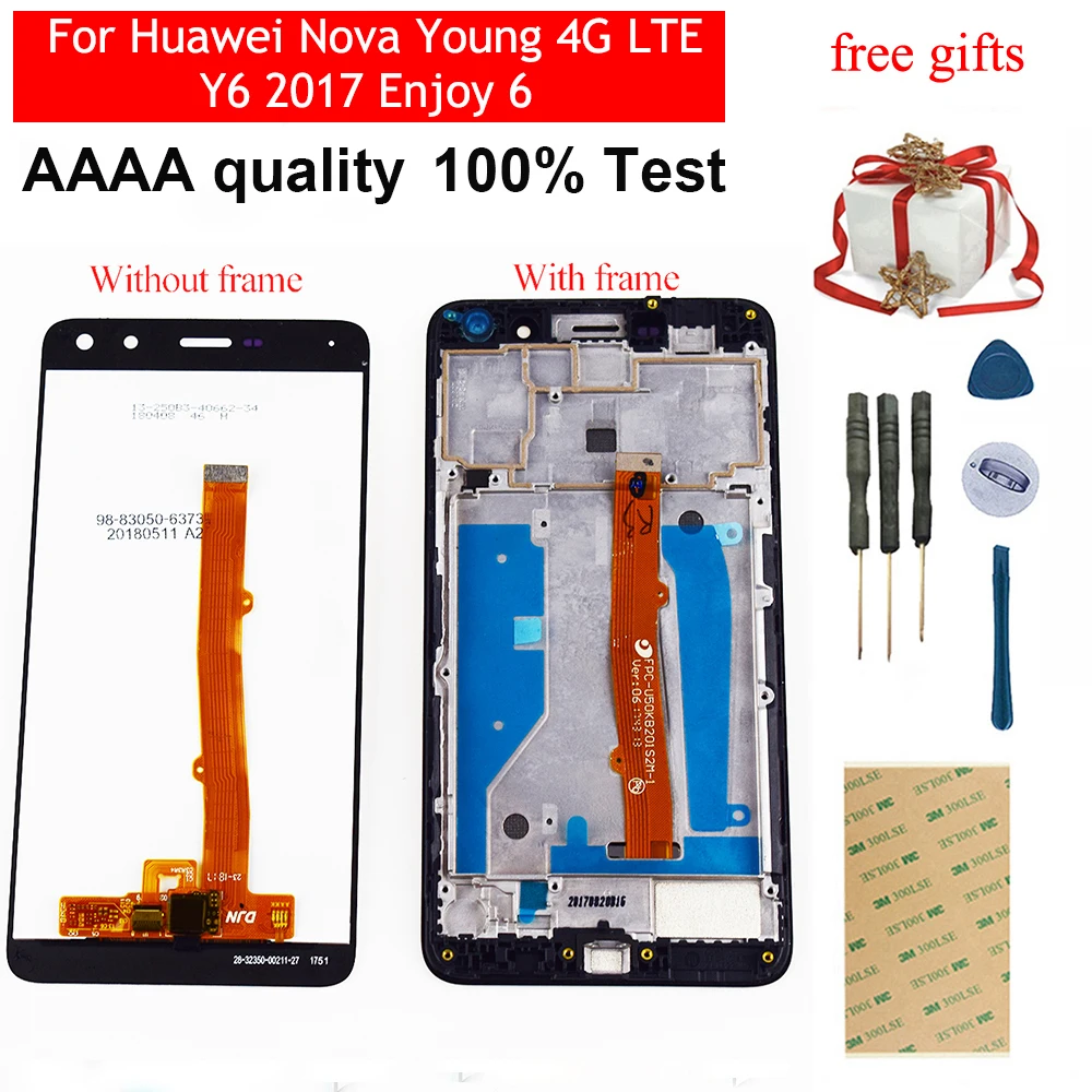 Для huawei Nova Young 4G LTE/Y6 2017/Y5 2017 MYA L11 L41 Enjoy 6 сенсорный экран ЖК дисплея в сборе
