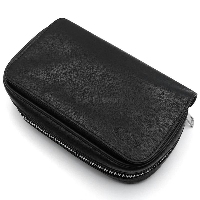 

Black Leather Tobacco Smoking Gadget Case Bag Pipe Pocket Pipe Tool Pocket For 3 Pipes