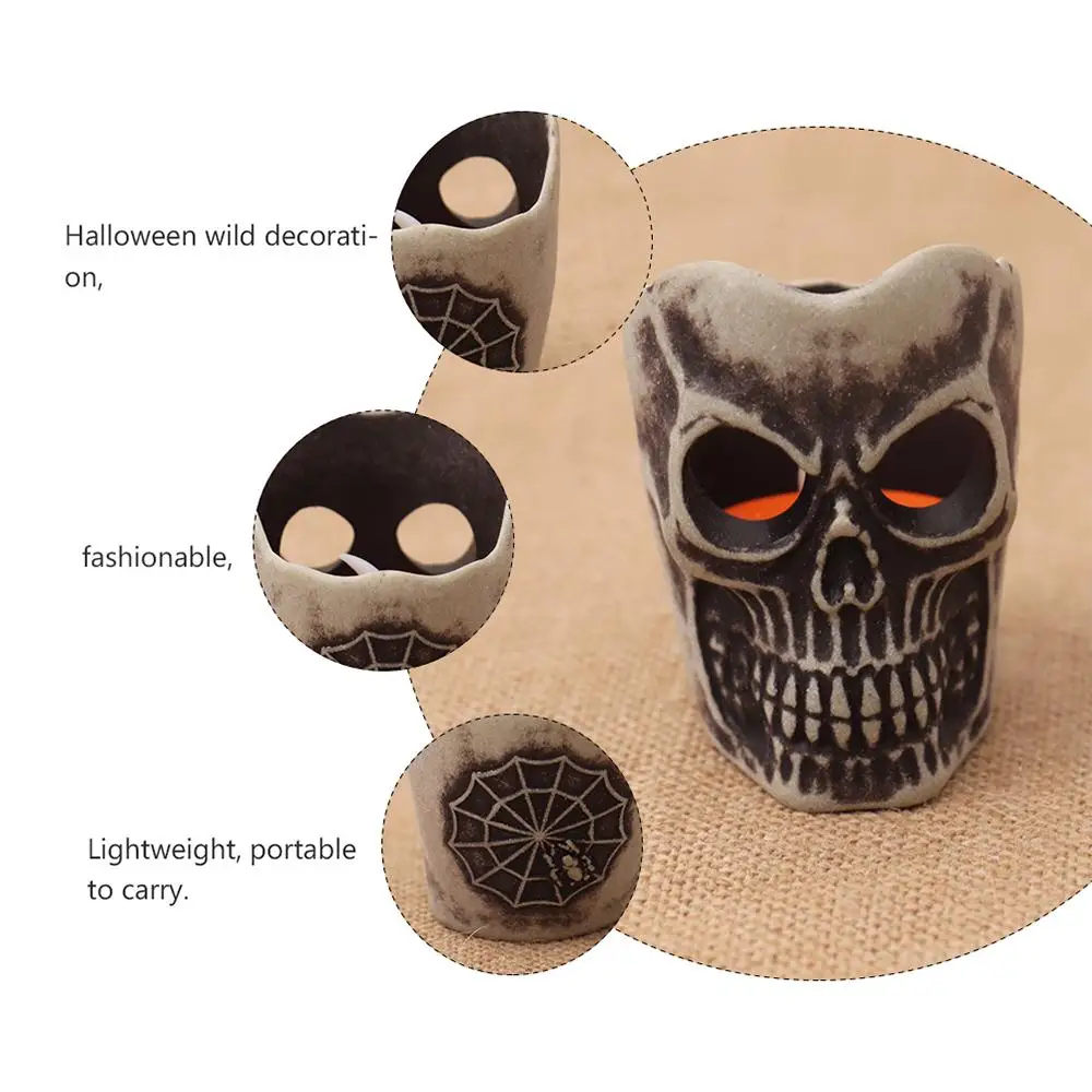 

Skull Candlestick Resin Smokeless Creative Skeleton Candle LED Candle Light Plastic Haunted House Wall Party Decoration Home