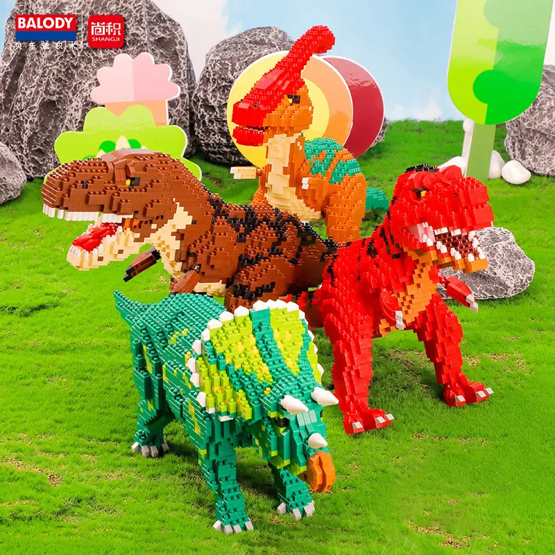 

Jurassic Dinosaur Micro Building Block Triceratops Torvosaurus Tyrannosaurus Rex 3D Model Mini Brick Figures Toy For Christmas