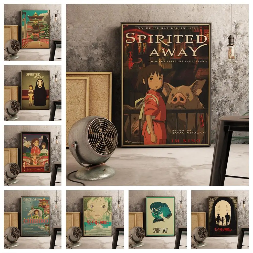 

Anime Spirited Away Miyazaki Hayao Retro Art Decor Bar Wall Decor Quality Canvas Painting Living Kids Room Home Decor Poster