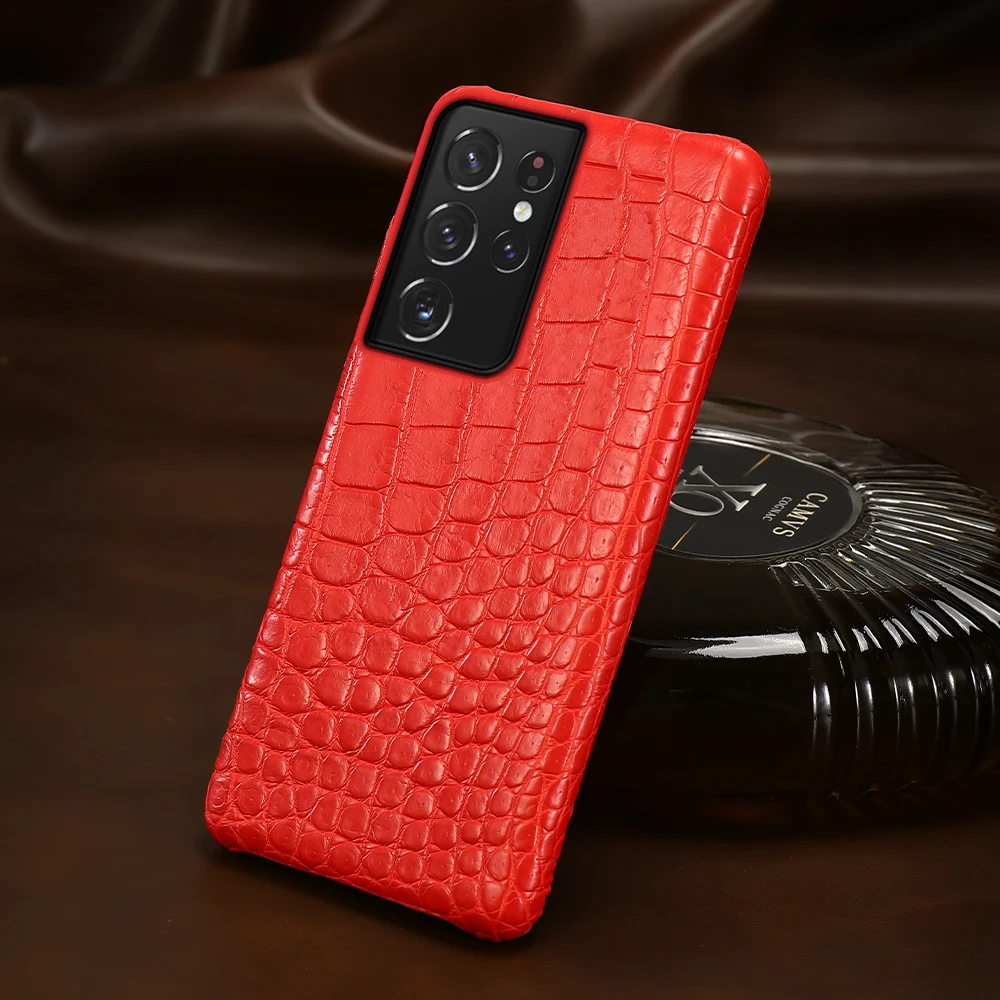 Natural Crocodile Leather Matt Phone Cover Case for Samsung Galaxy S21 Ultra S20 FE S10 S21 Plus Note 20 Ultra A71 A72 A51 A52