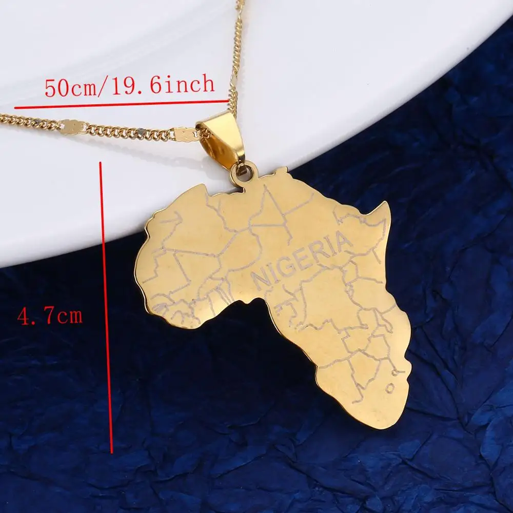Нержавеющая сталь Африка Карта с Нигерией кулон ожерелья Мода карты Африки цепь
