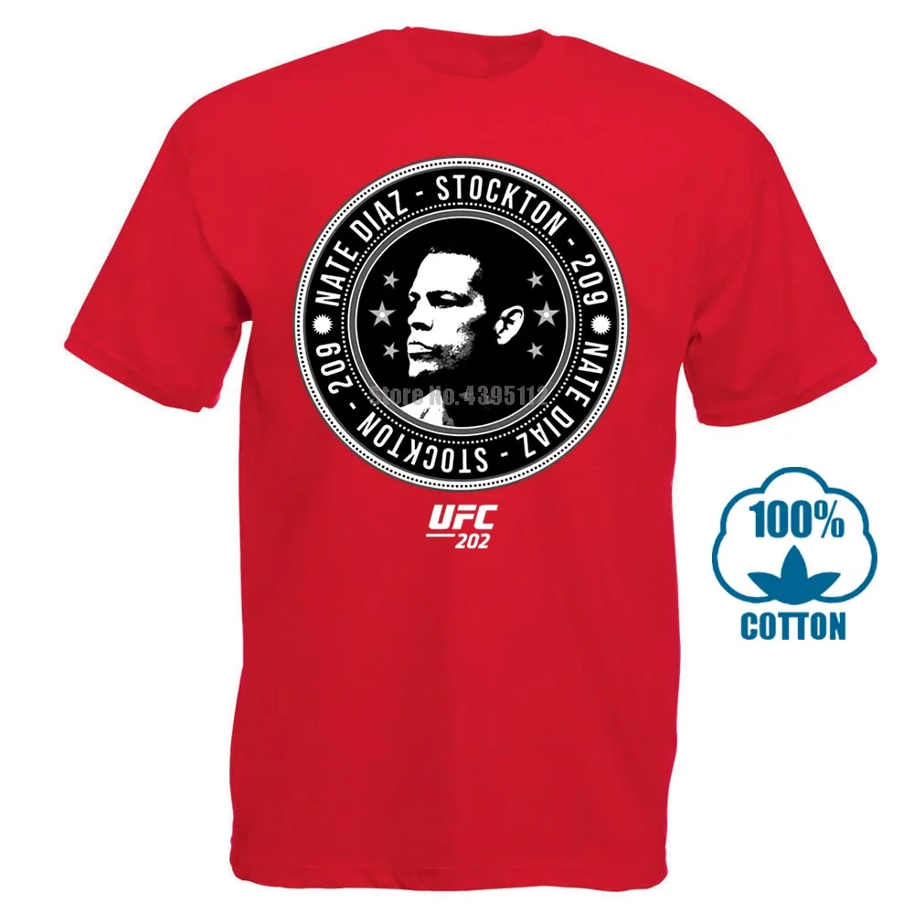 Мужская модная дешевая футболка Nate Diaz Stockton 209 повторная черная футболка мужская Повседневная футболка - Цвет: Красный
