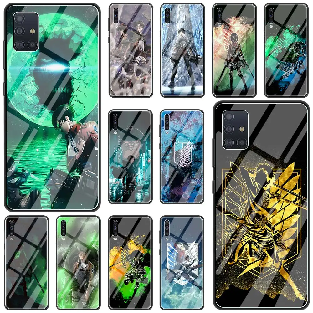 

Case for Samsung Galaxy A51 A71 A50 A21s A31 A70 A10 A41 A30 A40 A11 A91 Tempered Glass Phone Cover Anime Attack On Titan