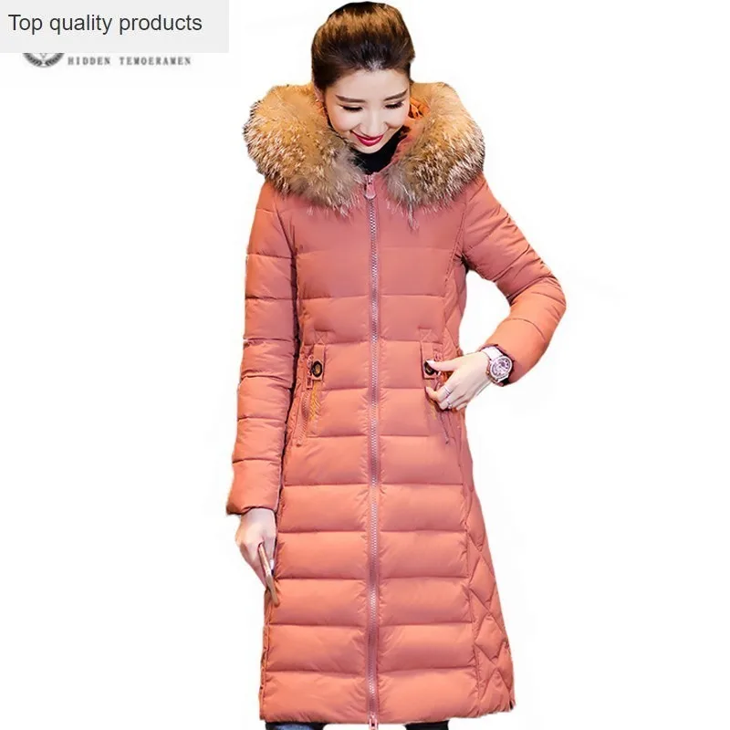 

Winter Jacket Women Embroidery Casual Long Coat Female Big Hair Collar Plus Size Parka 2020 Ukraine Cotton Padded Clothes J117