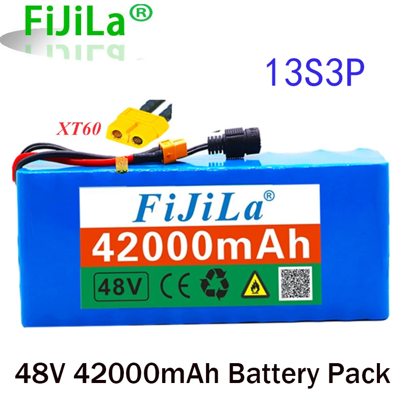 

48V battery 13s3p 42Ah battery pack 1000W high power battery Ebike electric bicycle BMS with XT60 plug