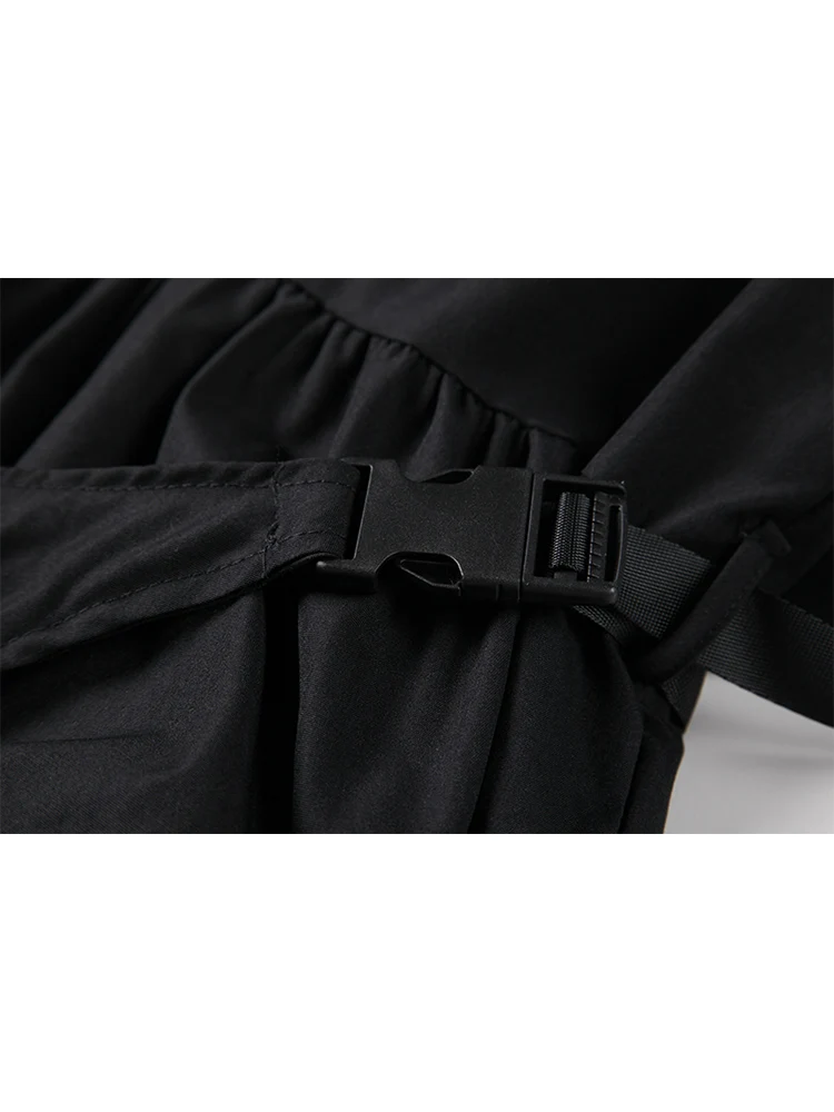 Женское винтажное платье с длинным рукавом черное ТРАПЕЦИЕВИДНОЕ ПЛАТЬЕ в