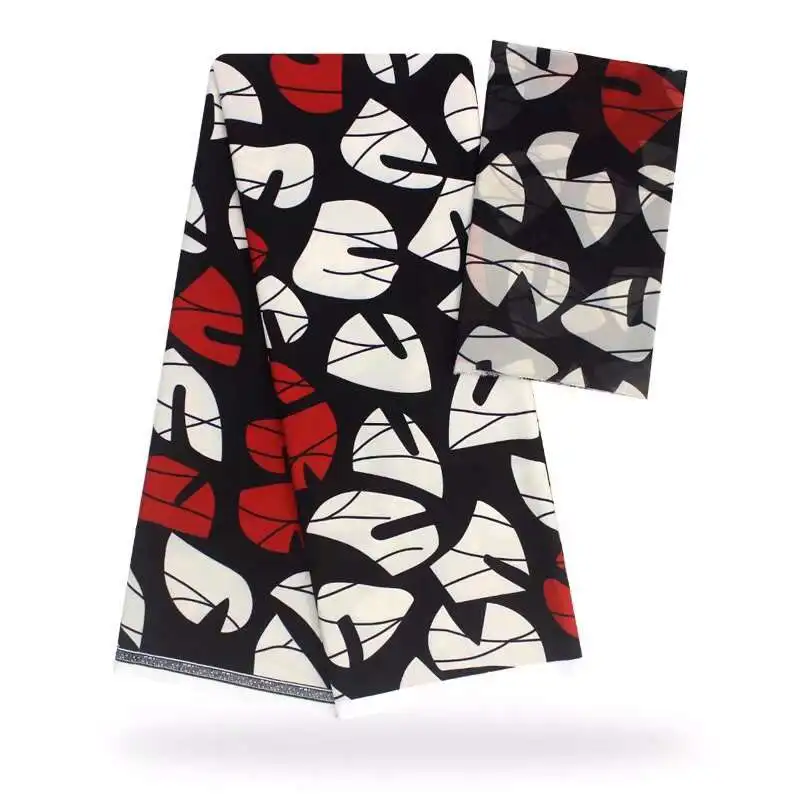 Новейший стиль шелковая лента Вощеная черно-белая ткань африканская Анкара