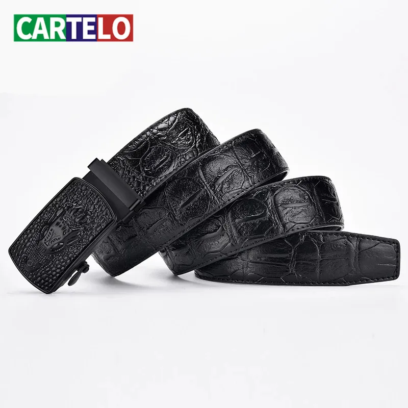 

CARTELO NEW men's belt automatic buckle business casual High-quality crocodile pattern leather belt with automatic buckle