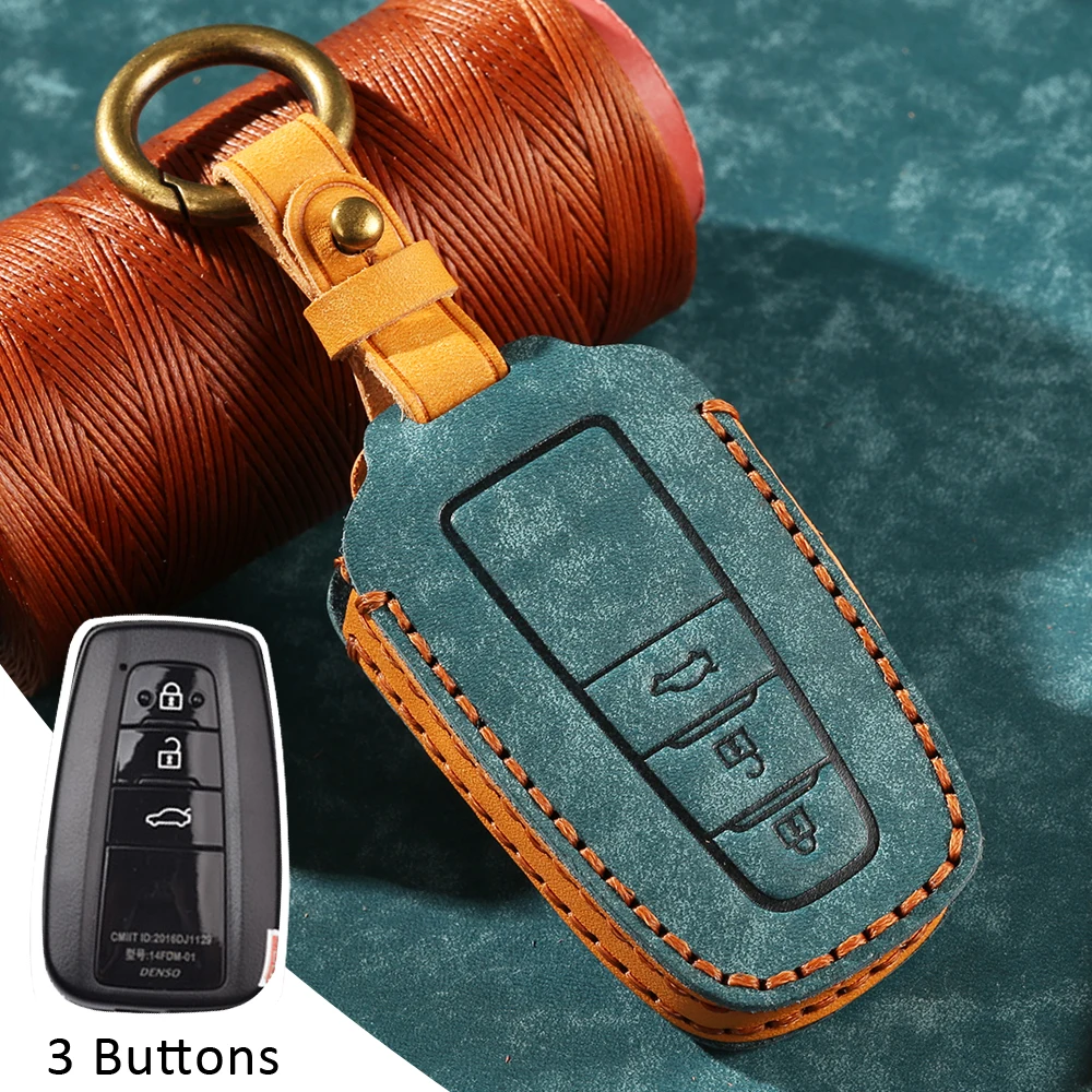 

New Leather Car Key Cover Case For Toyota Camry CHR Prius Corolla RAV4 Prado 2017 2018 Keyfob 2 3 Buttons Shell Accessories