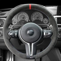 black alcantara hand stitched car steering wheel cover for bmw m3 m4 2014 2016 f33 428i 2015 f30 320d 328i 330i 2016
