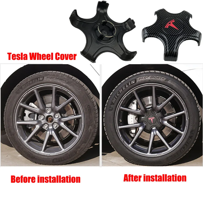 

Five Claw Wheel Center Caps Hub Cover for Tesla Model 3 Lug Nut Covers Model 3 Hubcaps Car Decoration Modification ABS 2017-2021