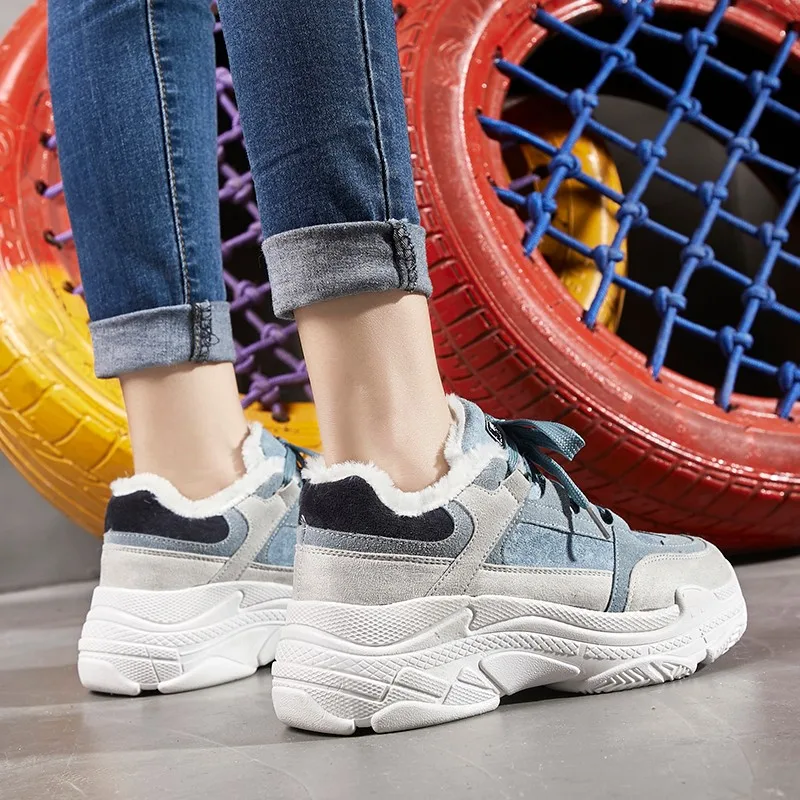 Модные зимние кроссовки Weweya женская зимняя обувь с мехом женские прогулочные