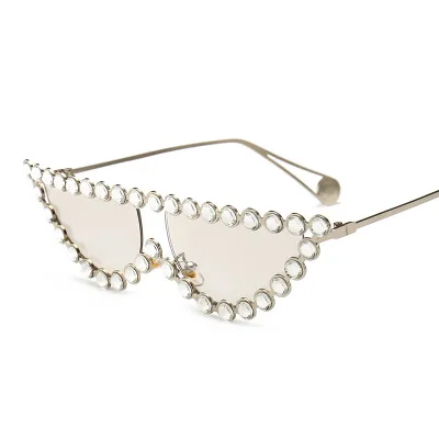 

COOLSIR Luxury Crystal Rhinestone Cat Eye Sunglasses Women Fashion Half Frame Clear Pink Blue Yellow Shades
