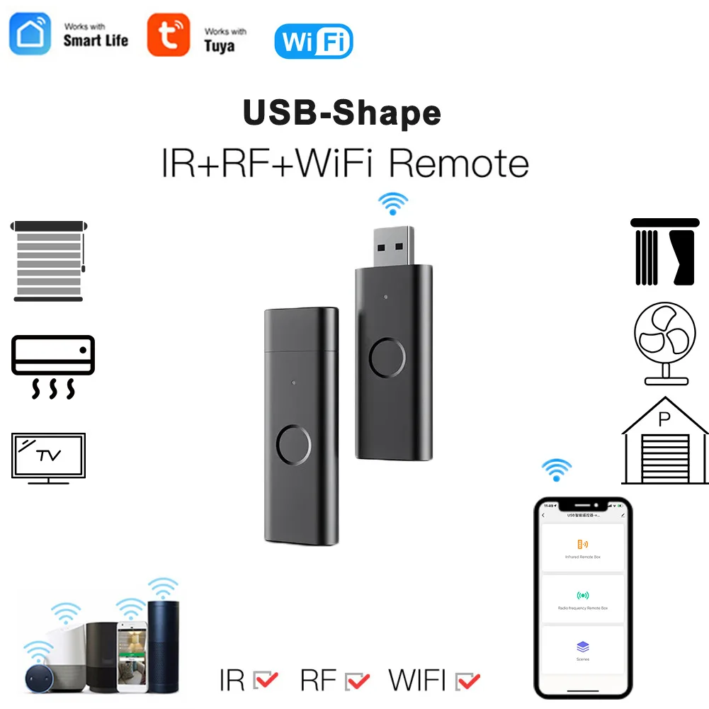 

WiFi USB Universal Remote Control RF + IR Infrared RF USB Remote Control Supports Tuyaapp