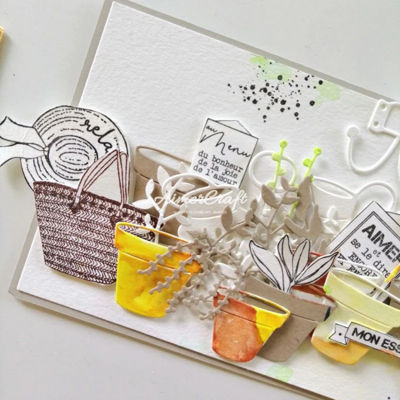 Металлические Вырубные штампы в горшке искусственное рельефное ремесло сделай