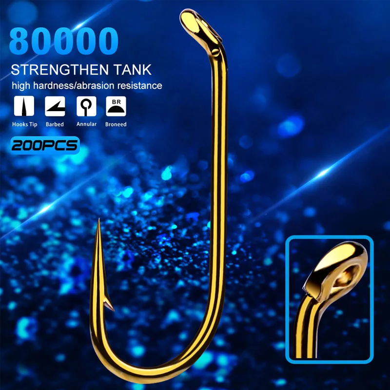 

100 шт., рыболовный крючок, 92247-1 #-6 #, из высокоуглеродистой стали, крючок для приманки, черный цвет, Мормышка, Большой Крючок, коррозионные рыбо...