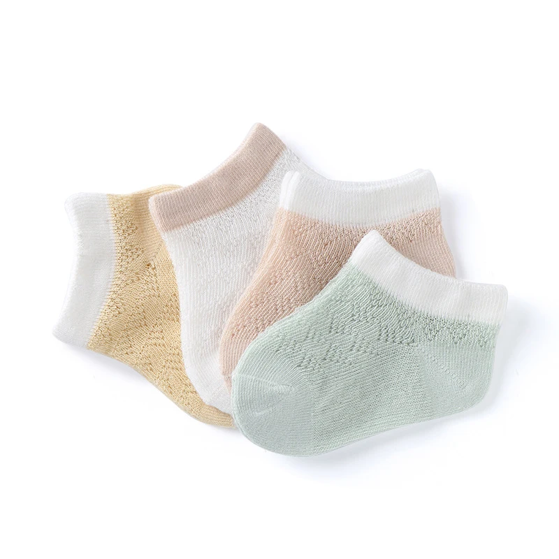 Baby Lotus High Quality 4 Pairs Patchwork Mesh Breathable Socks Newborn Birthday Presents Kids Short Cotton |