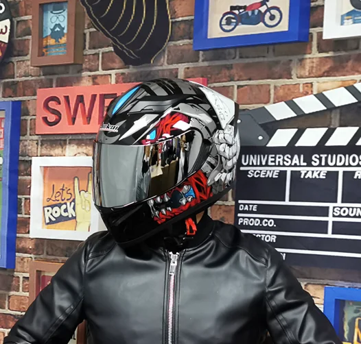 

Cascos de moto de seguridad con puntos aprobados, casco de carreras de doble lente de cara completa, fuerte resistencia, casco