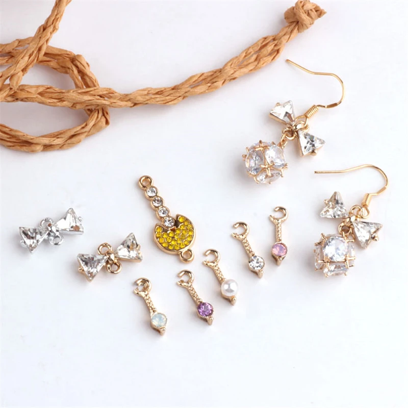 10 шт. корейский Стиль сплав простой горный хрусталь Бант Винтажные серьги для