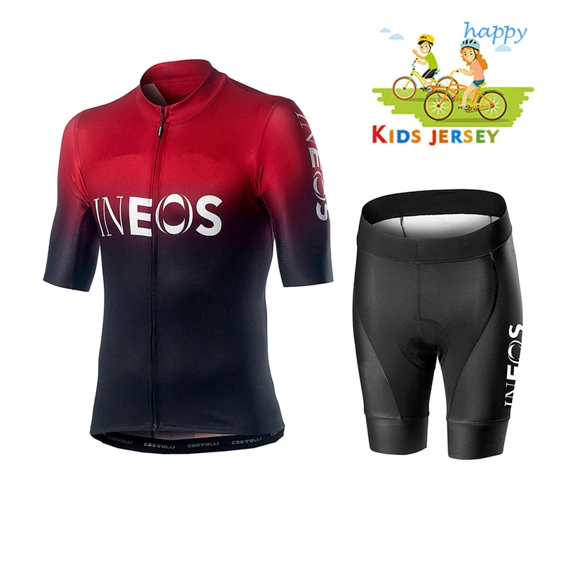 Дышащий Детский комплект велосипедной одежды INEOS 2020 шорты флуоресцентная