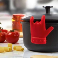 silicone lifting finger palm shaped pot lid raise gadget spill proof raise spoon rack kitchen utensils
