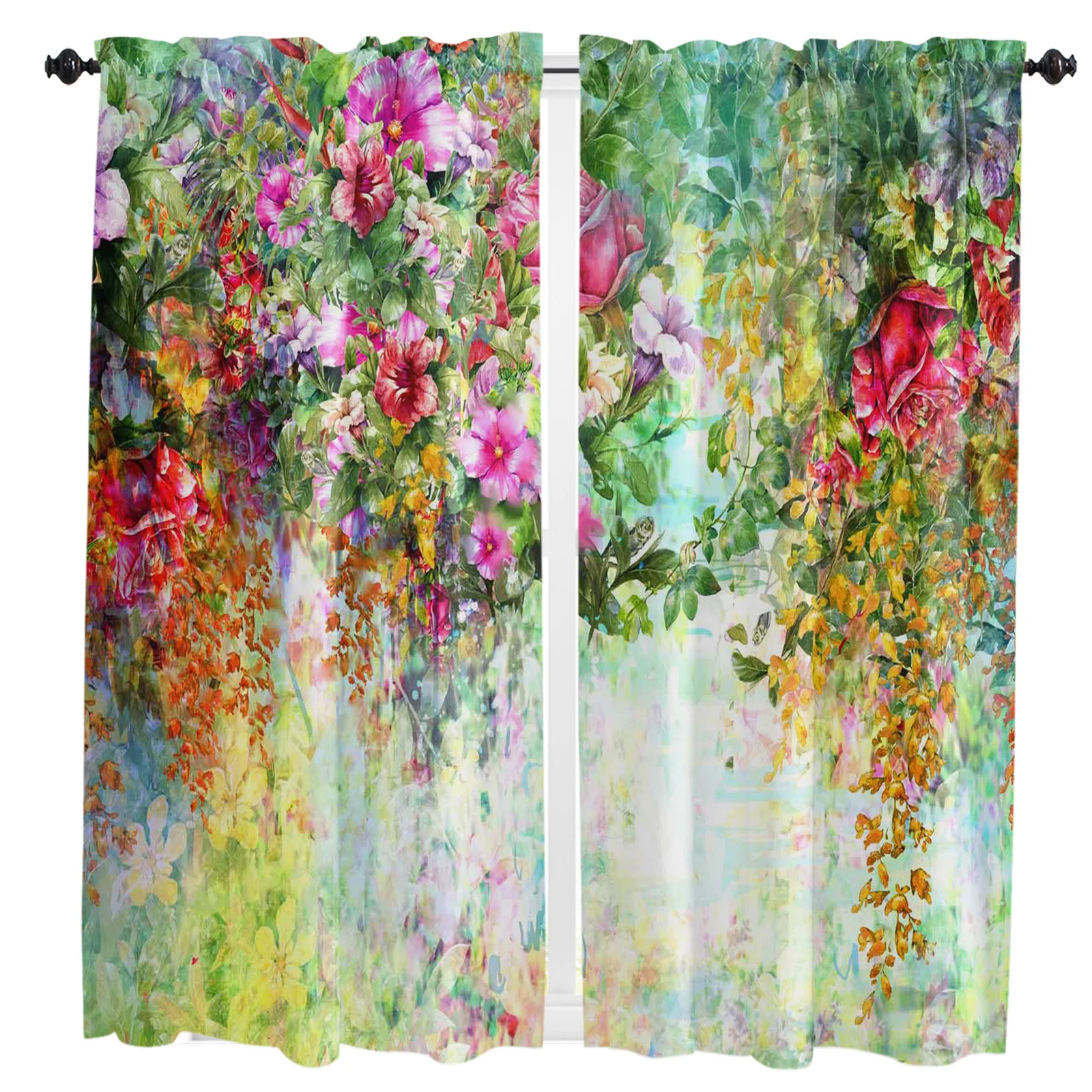 

Цветок акварель винеменная Роза утренняя слава занавеска s домашний Декор Гостиная Балконная комната оконные занавески украшение для спал...