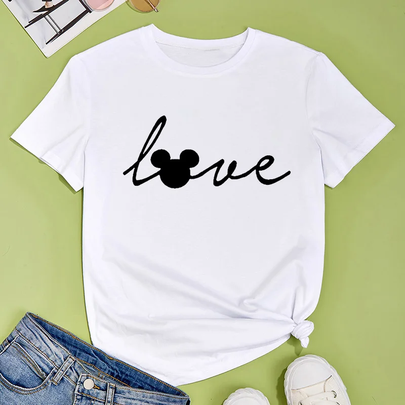 

Women T-shirts Love Letters New Style 90s Short Sleeve Graphic Print Female Casual Fashion Cartoon Summer T Shirt Tee Shirt