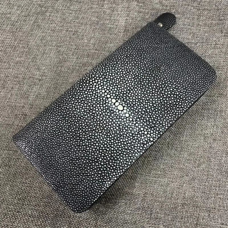 Черный McParko Stingray кожаный кошелек для женщин из натуральной кожи женские кожаные клатчи кошельки Женская кожа ската Длинный кошелек красный зеленый - Цвет: Черный