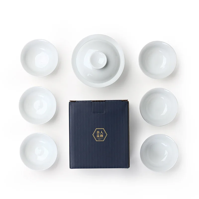 Gaiwan чайный сервиз высокого качества, 1 шт., gaiwan, 6 шт., чайный сервиз из белой кости