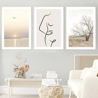 sea beach landscape abstract woman body wall art canvas painting nordic posters and prints wall pictures for living room decor