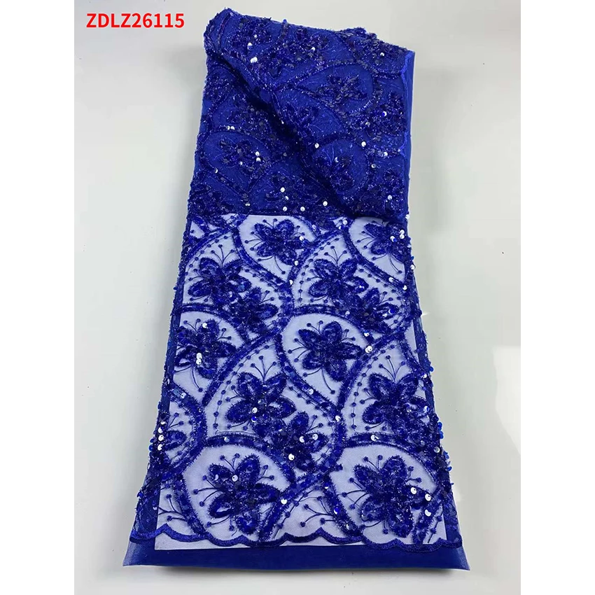 

Senior African French Tulle Net Lace Cloth Beautiful ​Ankara ​Sequin material Dress Fabric 5 Yards/Lot ZDLZ26115 B
