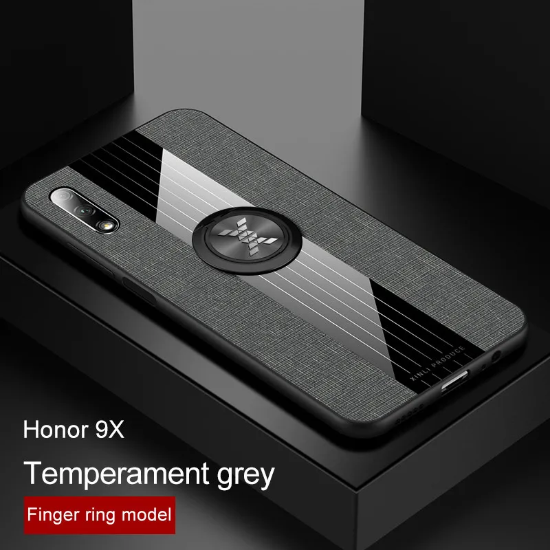 Роскошное кожаное кольцо Броня Чехол-держатель для huawei Honor 9X6X8X20 P20 P30 Pro P Smart Plus Z Nova 3i 3 mate 10 Lite Y7 Y9 - Цвет: Gray with ring