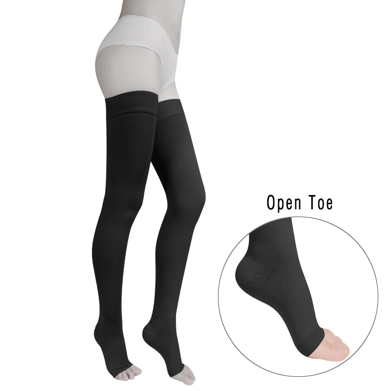 Black-Open Toe IDEALSLIM 23-32mmHg медицинские обтягивающие чулки для женщин выпускное давление для варикозного расширения вен длиной до лодыжки - Цвет: Black-Open Toe