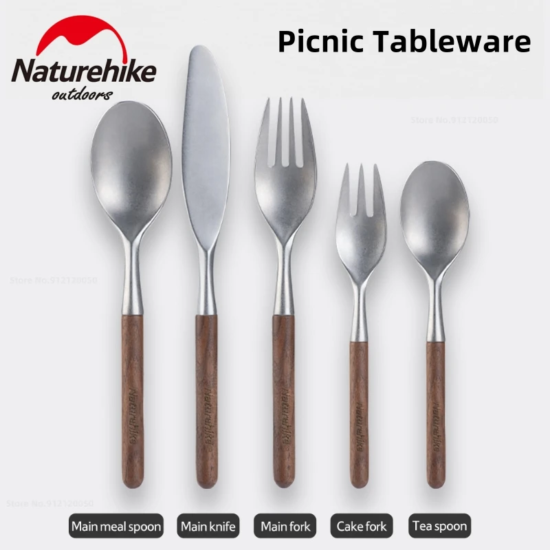 

Столовая посуда Naturehike NH20CJ014 из нержавеющей стали, деревянный кухонный набор, ультралегкий нож, вилка, ложка, для пикника и барбекю, для отдых...