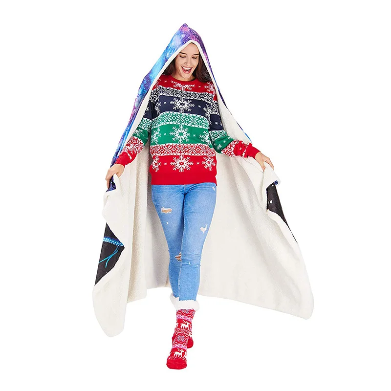 Фото Thick Hooded Blanket Women Men Wearable 3D Print Ugly Sherpa Plush Fleece TV 60 X 80 Inches Costume Home Sofa Winter Мужская одежда Thick Hooded Blanket Women Men Wearable 3D Print Ugly Sherpa Plush Fleece TV 60 X 80 Inches Costume Home Sofa Winter Мужская одежда