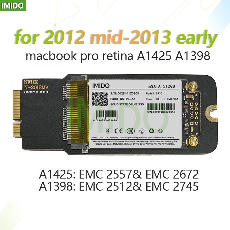 Новый SSD накопитель 512 ГБ 1 ТБ для раннего Macbook Pro Retina 2012 дюйма 13 дюймов A1425 15 A1398