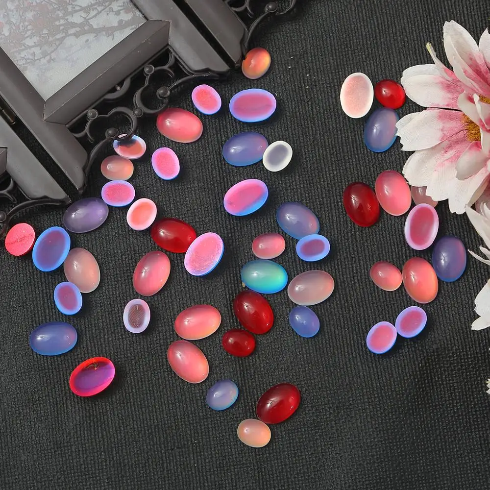 10 шт./Лот искусственная Смола бусины кошачий глаз овальные плоские прозрачные