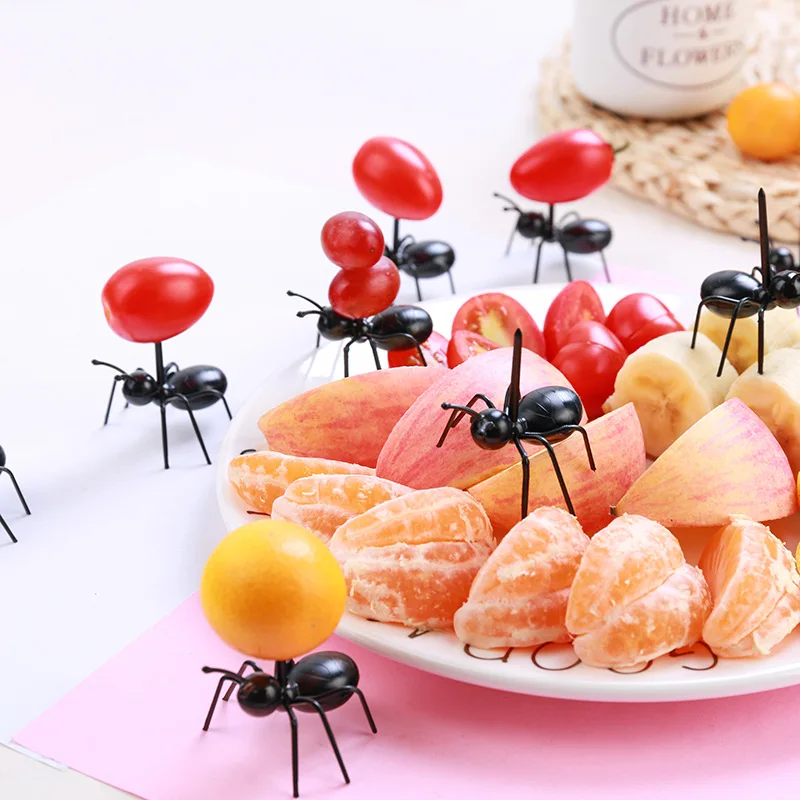 12 шт. креативные милые вечерние зубочистки в форме муравья вилка для торта