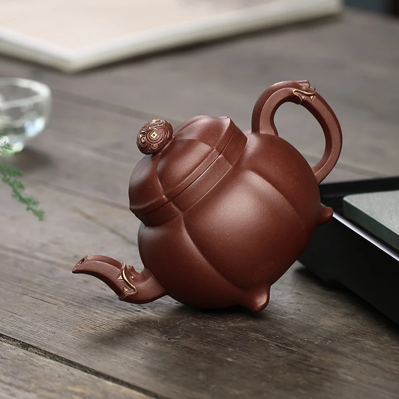 

Горшок с тремя ножками Квай Линг из руды, фиолетовая глина, усиленная зерна, большой заварочный чайник, аутентичный дождь, Средний песок