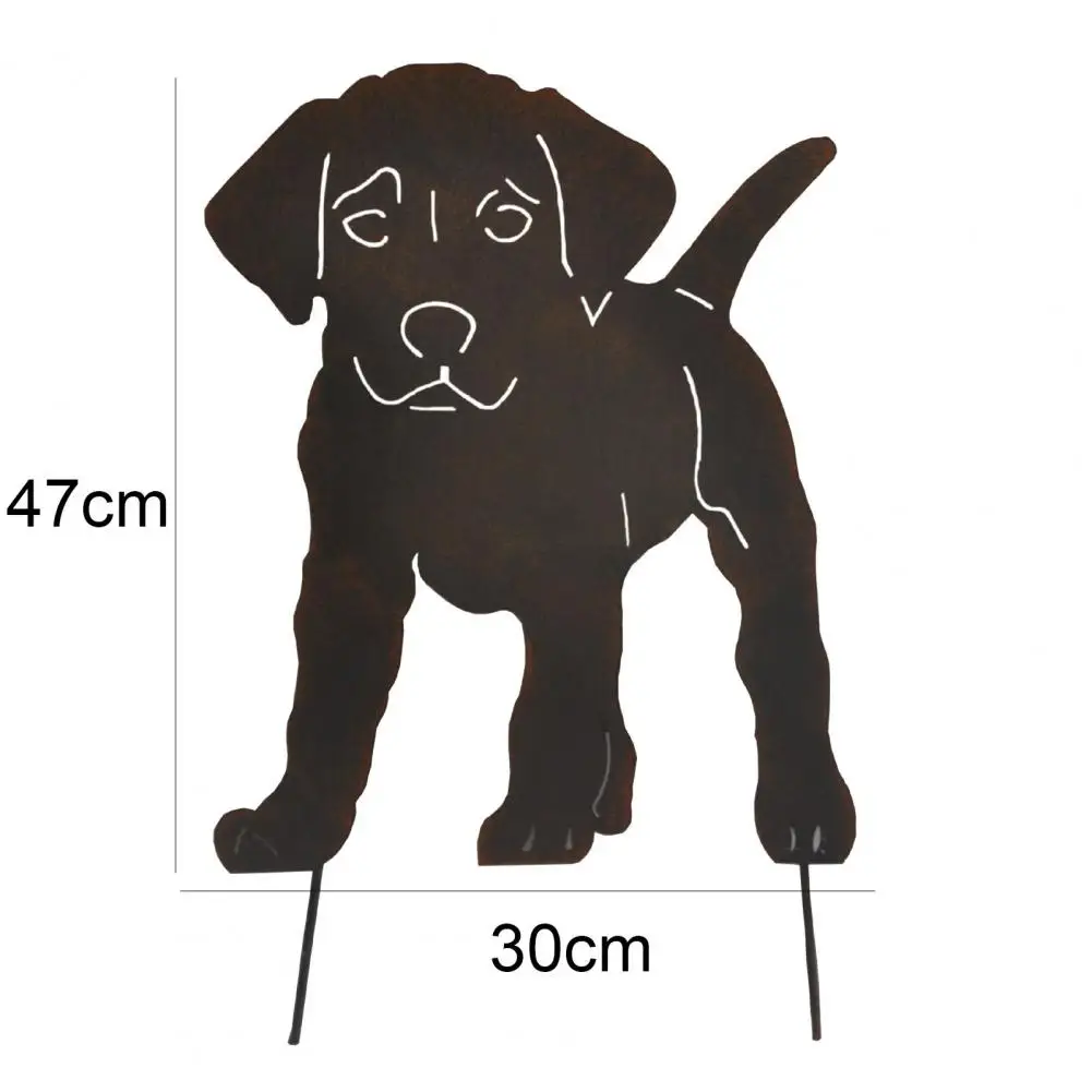 

Garden Stake Exquisite Eye-catching Iron 2D Metal Dog Silhouette Stake for Garden