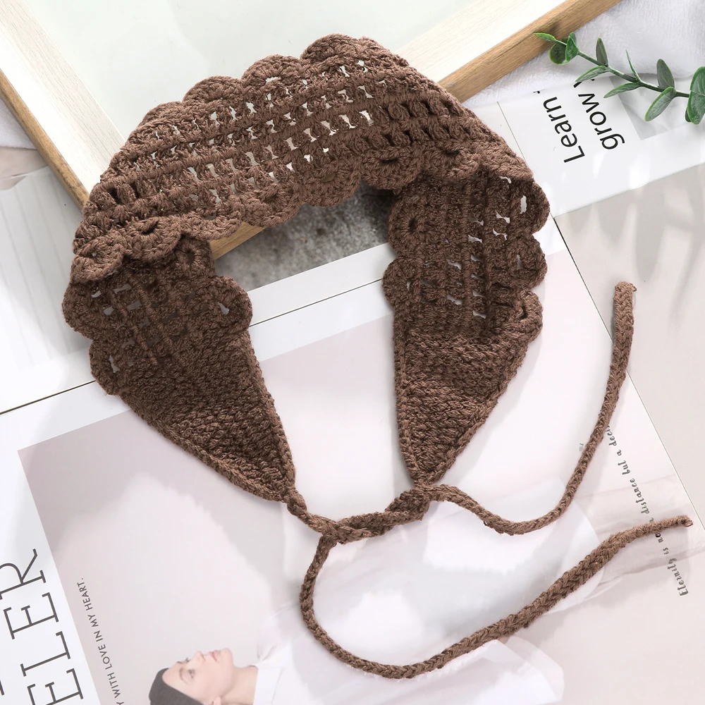 Haimeikang New Crochet Hair Band Women Scarf Solid Color Knitting Headbands Bandanas Wide Elastic Hairbands Fashion Accessories |