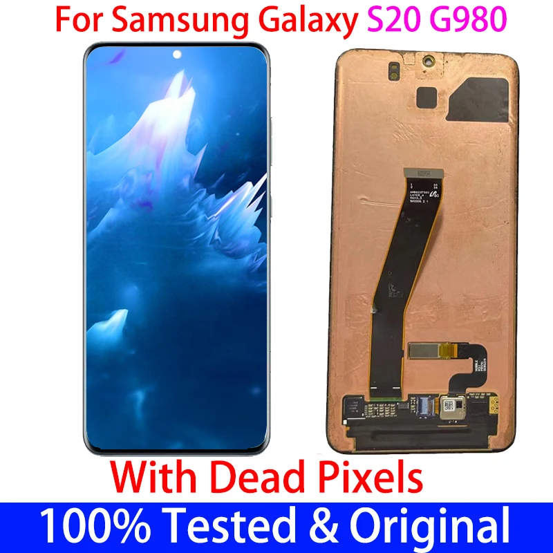 Pantalla LCD Original para SAMSUNG Galaxy S20 G980 G980F G980FD con punto de punto, marco de pantalla t&aacute;ctil, montaje de digitalizador de repuesto-0